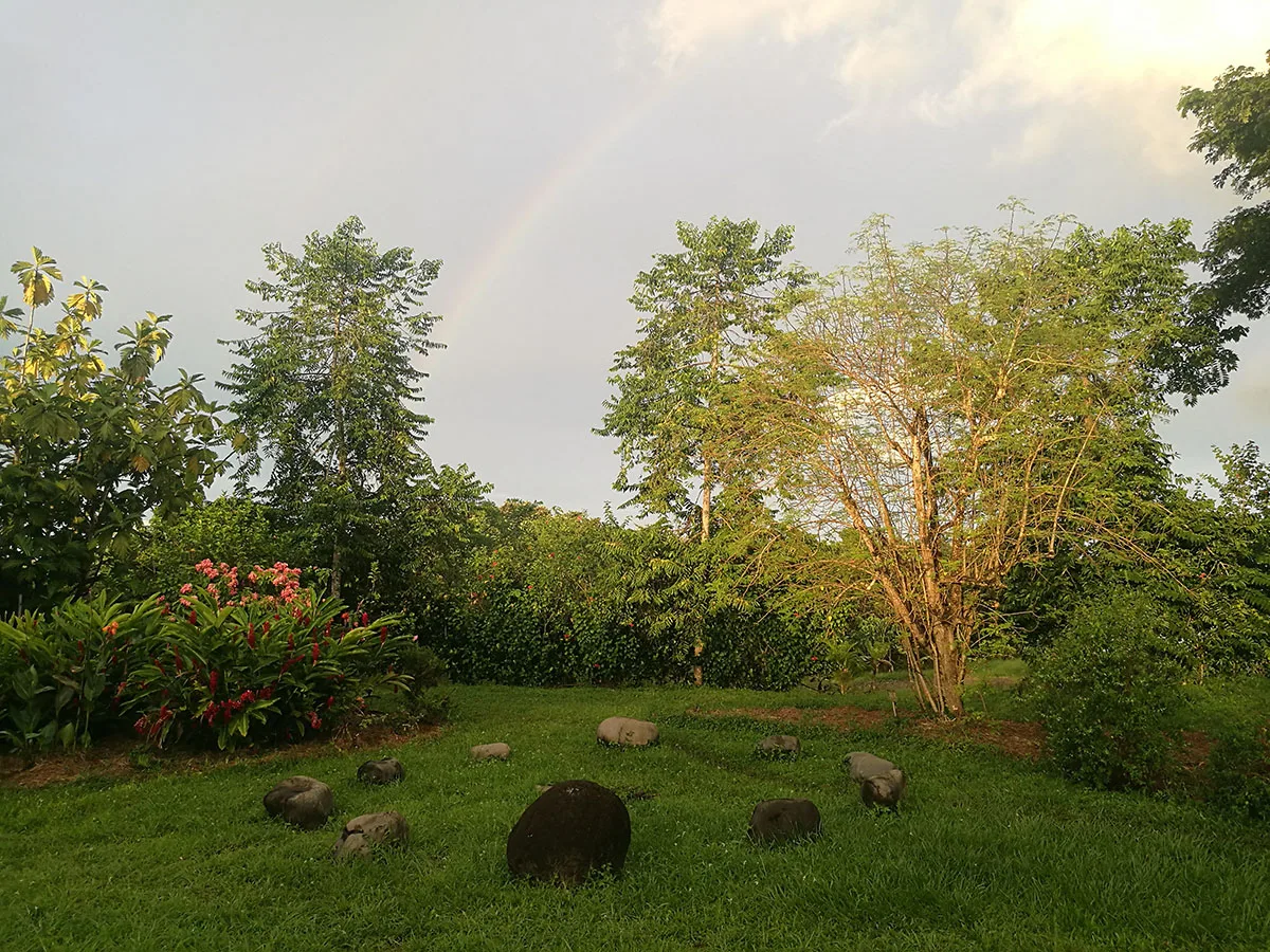 A rainbow over the organic farm at Rancho Delicioso eco-village
